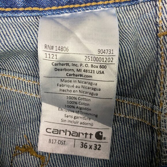 Carhartt B17 DST Jeans Men's 36 x 32 Fits 34 x 32.5 Blue Tapered Leg Relaxed Fit - Picture 6 of 11